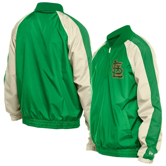 Men's New Era Kelly Green St. Louis Cardinals St. Patrick's Day Ripstop Raglan Quarter-Zip Windbreaker