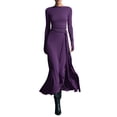 thumbnail image 2 of YueHuiYing Women's Crew Neck Ruched Bodycon Maxi Dress Long Sleeve Slim Fit Elegant Flared Evening Cocktail, 2 of 5