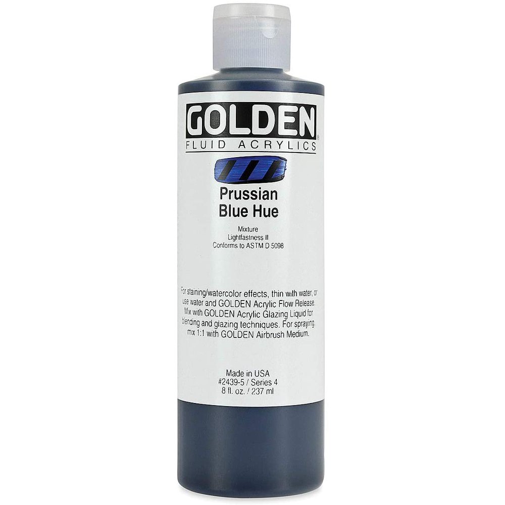Golden Fluid Acrylic Paint Prussian Blue Historical Hue, 8 oz