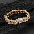 thumbnail image 2 of 14K Gold 15mm Men's Bracelet with Triple Row T-Shaped Moissanite Cuban Link, Bold Hip-Hop Bling for Style-Savvy Men, 2 of 7