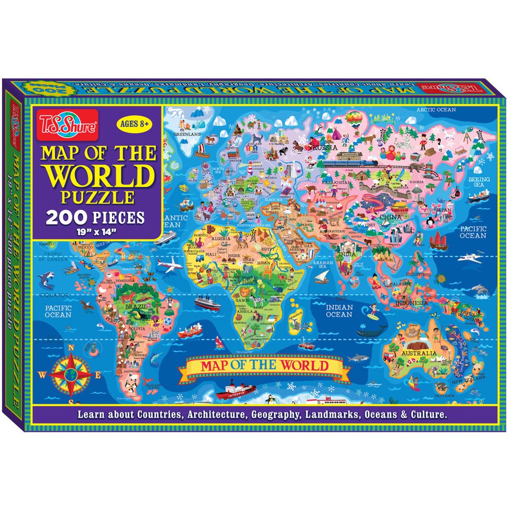 T.S. Shure Map of the World Jigsaw Puzzle, 200 Pieces