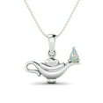 thumbnail image 1 of 925 Sterling Silver 5x3 MM Pear Shape Opal Dainty Aladdin Lamp Necklace, 1 of 4