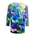 thumbnail image 4 of CYMMPU Floral Pattern 3/4 Sleeve Blouses for Women Dressy Casual Summer Trendy Shirts Tunic Tops Spring Tops Loose Fit Round Neck Lightweight Basic Tees Multicolor XXXXXL, 4 of 5