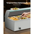 thumbnail image 2 of VEVOR Commercial Food Warmer, 1500W Electric Stainless Steel Steam Food Warmer with Glass Cover, 6 x 1/3 Size Pans Buffet Bain Marie with Soup & Perforated Ladles, for Catering, Restaurant & Party, 2 of 9