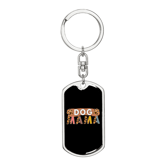 Dog mama  Stainless Steel or 18k Gold Premium Swivel Dog Tag Keychain
