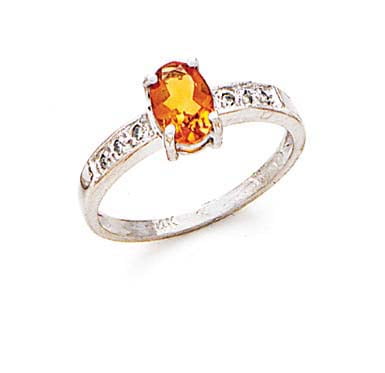 14k White Gold Citrine and Diamond Ring .06 dwt Size 7.0 by