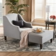 thumbnail image 2 of Baxton Studio Leonie Beige Upholstered Brown Finished Chaise Lounge, 2 of 5