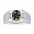thumbnail image 1 of RYLOS Men's Rings Sterling Silver Rings Classic Designer  9X7MM Oval Gemstone &  Diamond Ring Garnet January Birthstone Ring Size 10, 1 of 7