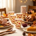thumbnail image 5 of Fall Disposable Tableware Set, Thanksgiving Pumpkin Maple Leaf Dinner Party Supplies Paper Plates Cups Napkin for Autumn Holiday Table Decor 32 Cups, 5 of 6