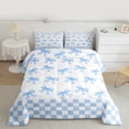 thumbnail image 2 of jejeloiu Blue Lovely Bow Queen Comforter Set,Cute Cartoon Bowtie Bedding Comforter Set For Girls Reversible 3pcs, 2 of 8