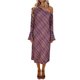 thumbnail image 3 of TaTaai Stretch Mesh Dress Checkered Print Women's Off-Shoulder Long Sleeve Elastic Neckline Elegant Spring Party Vacation Casual Dress Gift, 3 of 6