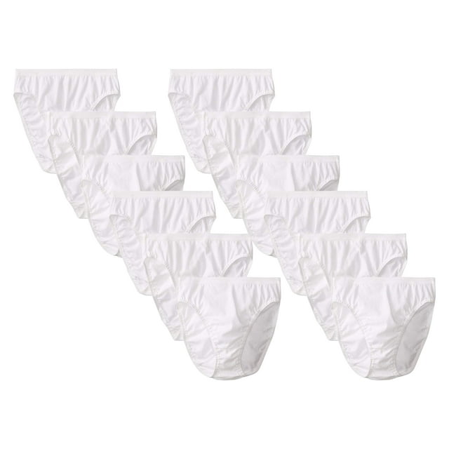 NY Lingerie Women's 12 Pack White Cotton Hi-Cut Brief Panty - Walmart.com