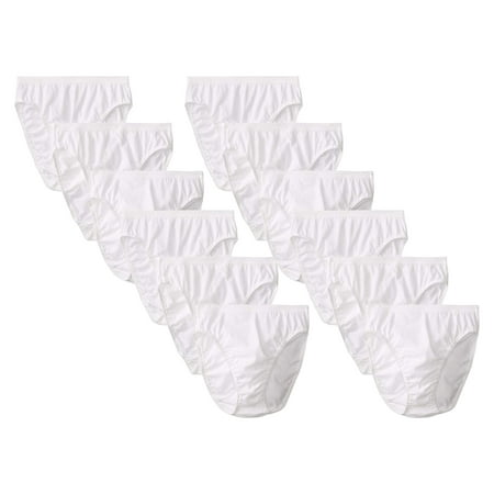 NY Lingerie Women s 12 Pack White Cotton Hi-Cut Brief Panty