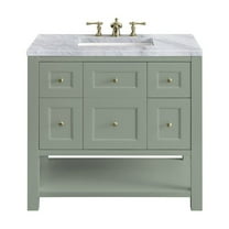 James Martin Vanities 36" Single Vanity, Smokey Celadon w/ 3 CM Carrara Marble Top