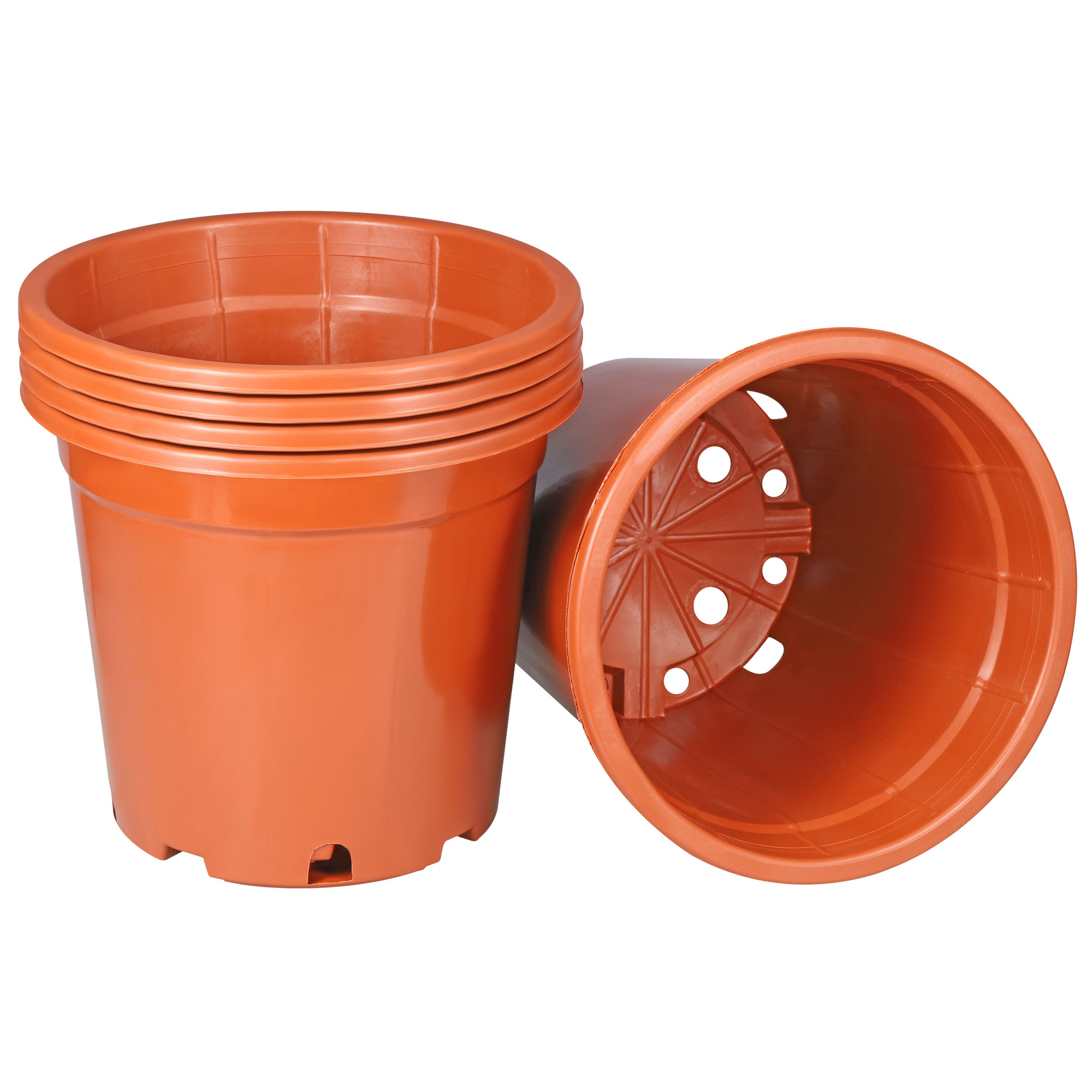 Uxcell 10" Plastic Plant Pots with Holes Flower Planter Container, Red