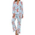 thumbnail image 1 of Ensembles de Pyjama pour Femmes Imprimé Homards Pyjamas Mode Rose et Bleu Vêtements de Nuit Printemps Manches Longues 2 Pcs Décontracté, 1 of 5