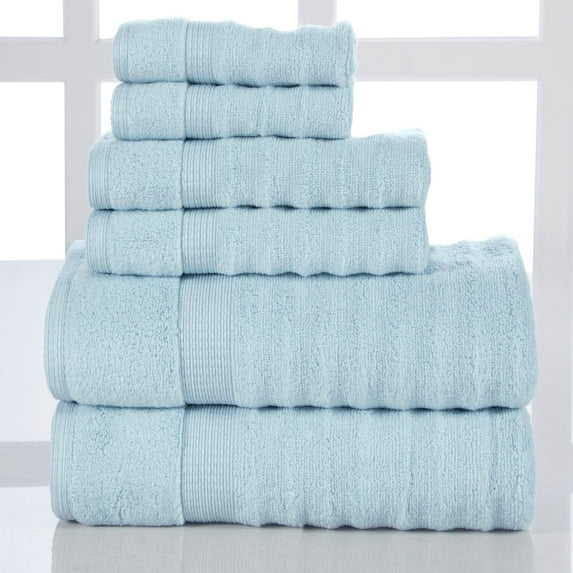 Elegance Spa 6 Piece Quick Dry Ribbed Cotton Towel Set