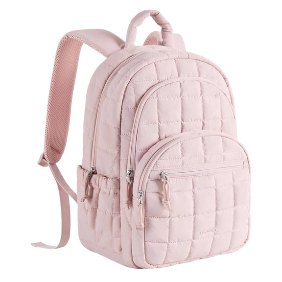 GASTROPOD College Laptop Backpack, Travel Backpack for Women, Quilted Casual Daypack, Water-Resistant Bookbag for 15.6 Inch Laptop, Pink