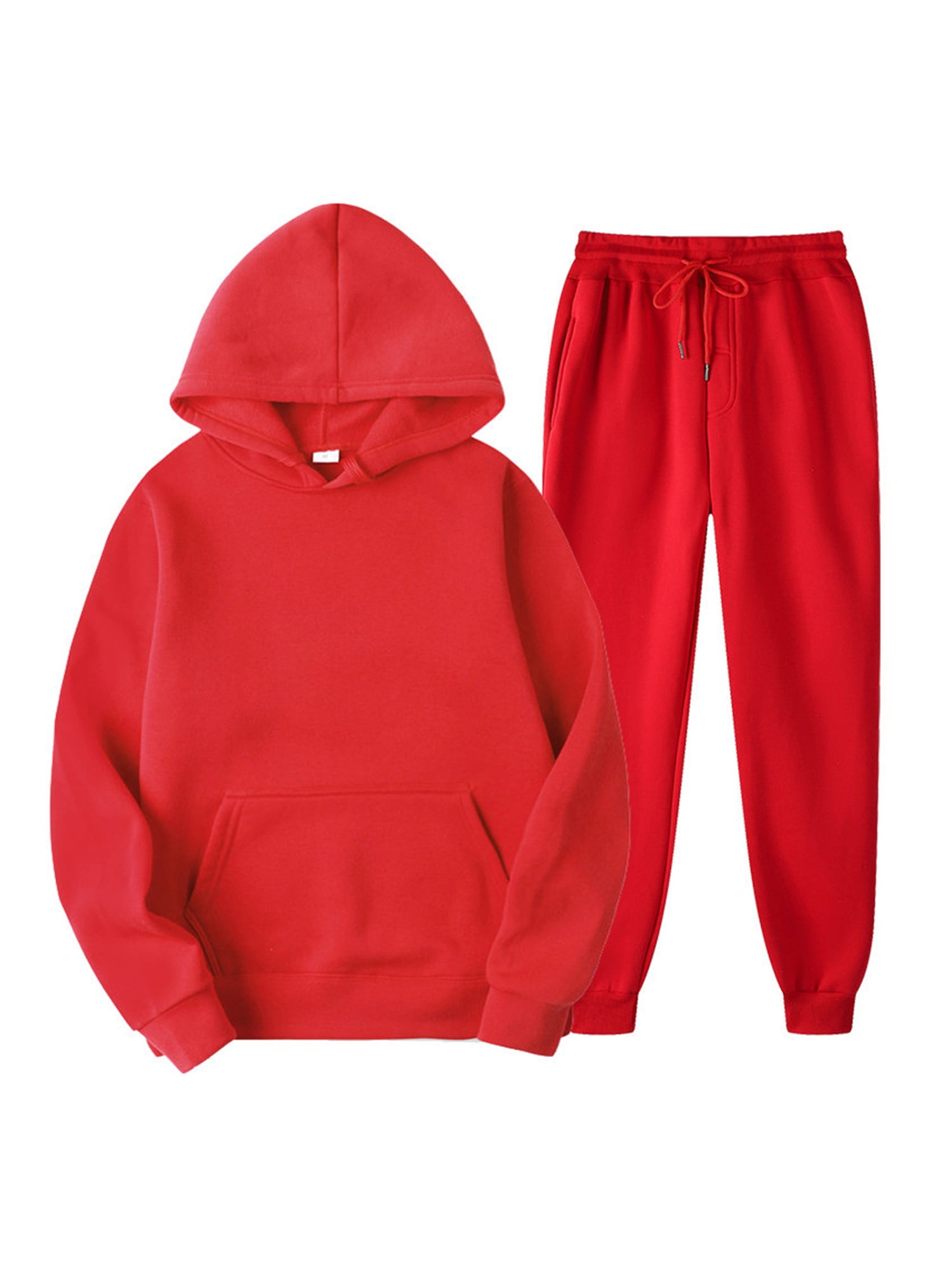 forhindre kritiker ledsage LEZMORE Hoodies for Men Women Long Sleeve Fleece Sweatsuit Set Red L -  Walmart.com