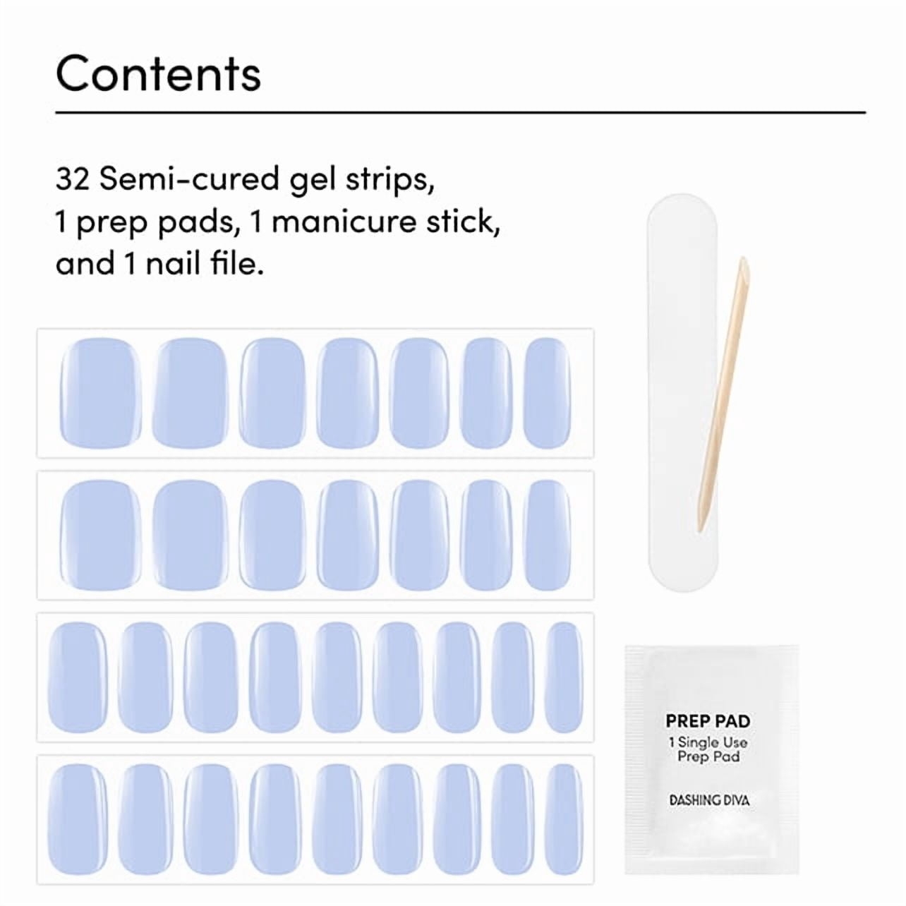 Dashing Diva Glaze Color Semi-Cured Gel Strips, Birdie, 32 Count
