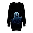 thumbnail image 4 of Halloween Dress for Women Skull Hoodie Dress Gothic Rose Print Costume Spooky Pullover Tunic Outfit, 4 of 6