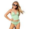 thumbnail image 5 of Weebloom Girls Swimsuit Tankini Two Piece Bikini Toddlers Straps Decorative Swimwear With Ruffle Sun Protective Bathing Suit Girls Swimsuits Green 13-14 Years, 5 of 6