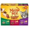 Meow Mix Poultry & Beef Favorites, Wet Cat Food Variety Pack, Tenders in Sauce, 12 Count, 2.75 oz Cups