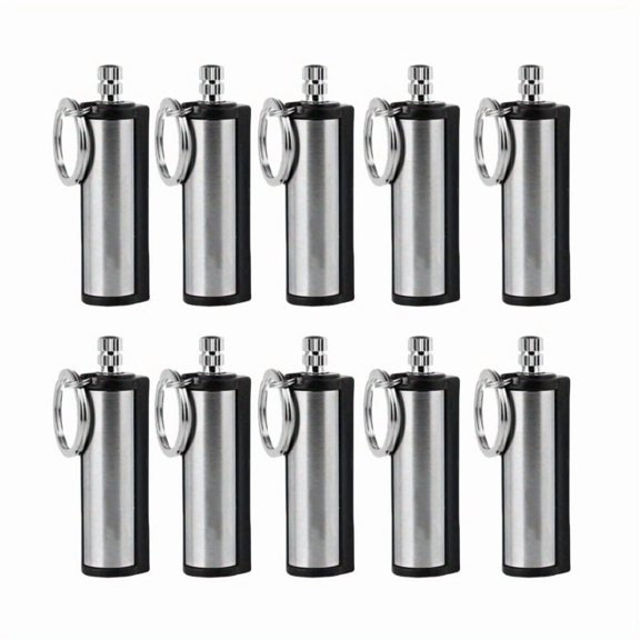 10PCS Multifunction Metal Fuel Lighters Keychain Fire Starter for Outdoor Camping Essential Survival Gear Fire Making Tool