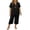 Black, variant on Women's Plus Size 2 Piece Outfits Short Sleeve V Neck Pullover Top Wide Leg Pants Lounge Set 2026 Black 2XL