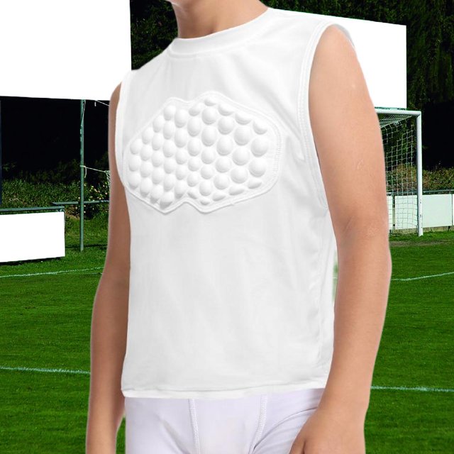 DYNWAVECA Basketball Chest Protector Vest Chest Protection Breathable Versatile Rib Protector Kids Compression Vest for Sports Training YXL White