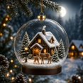 thumbnail image 4 of ZENVIVE Festive Christmas Hanging Ornament, 3.5 Inch Acrylic Snow Globe With A Twisted Cord, Snowy Winter Cabin Decor For Tree Mantel Window Shelf, Deer Cabin Scene, 4 of 8