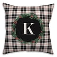 thumbnail image 2 of Creative Products Black Plaid Monogram Wreath - K 18x18 Spun Poly Pillow, 2 of 3