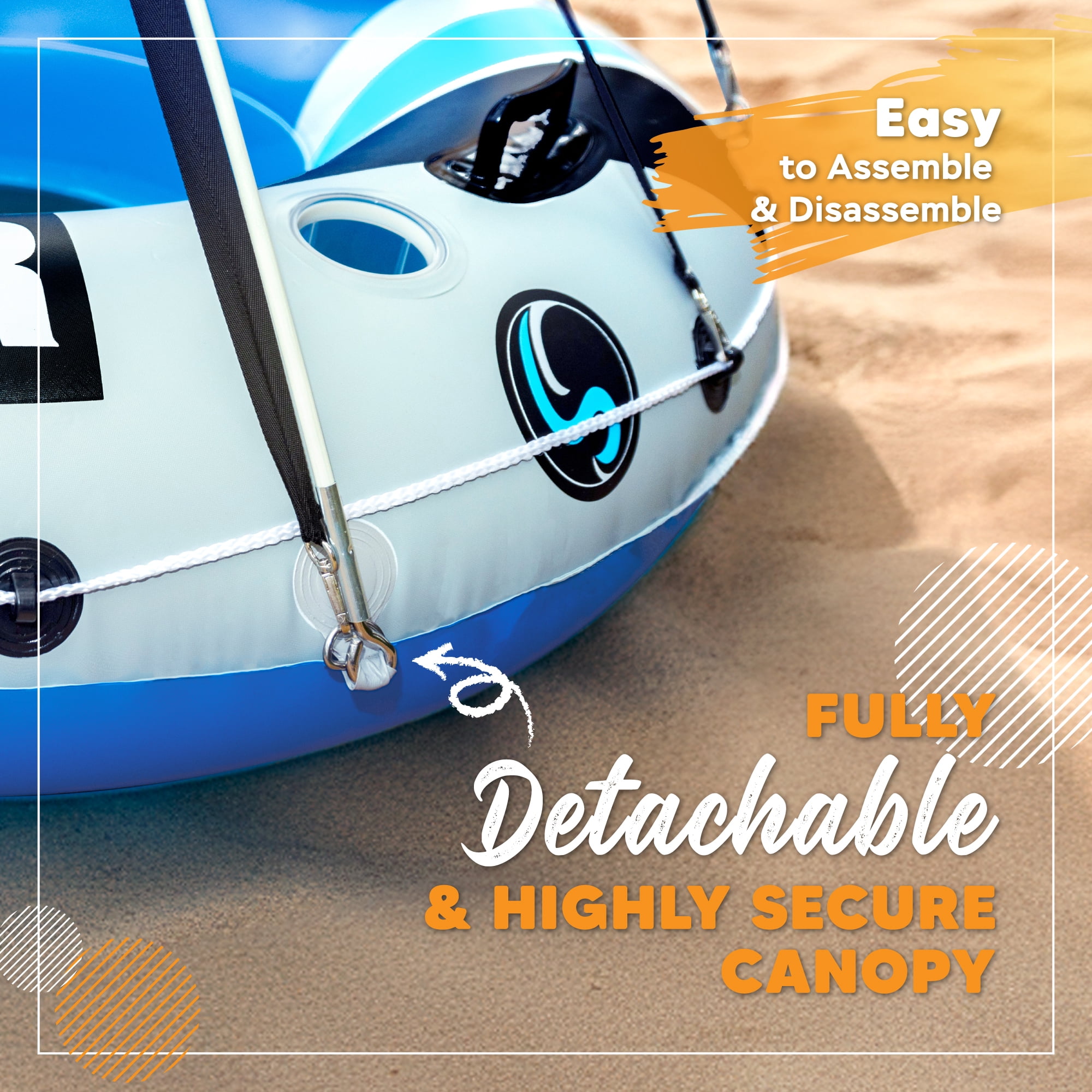 Sunlite Sports Heavy Duty River Tube Pool Floats with Built-in Cooler & Detachable Canopy