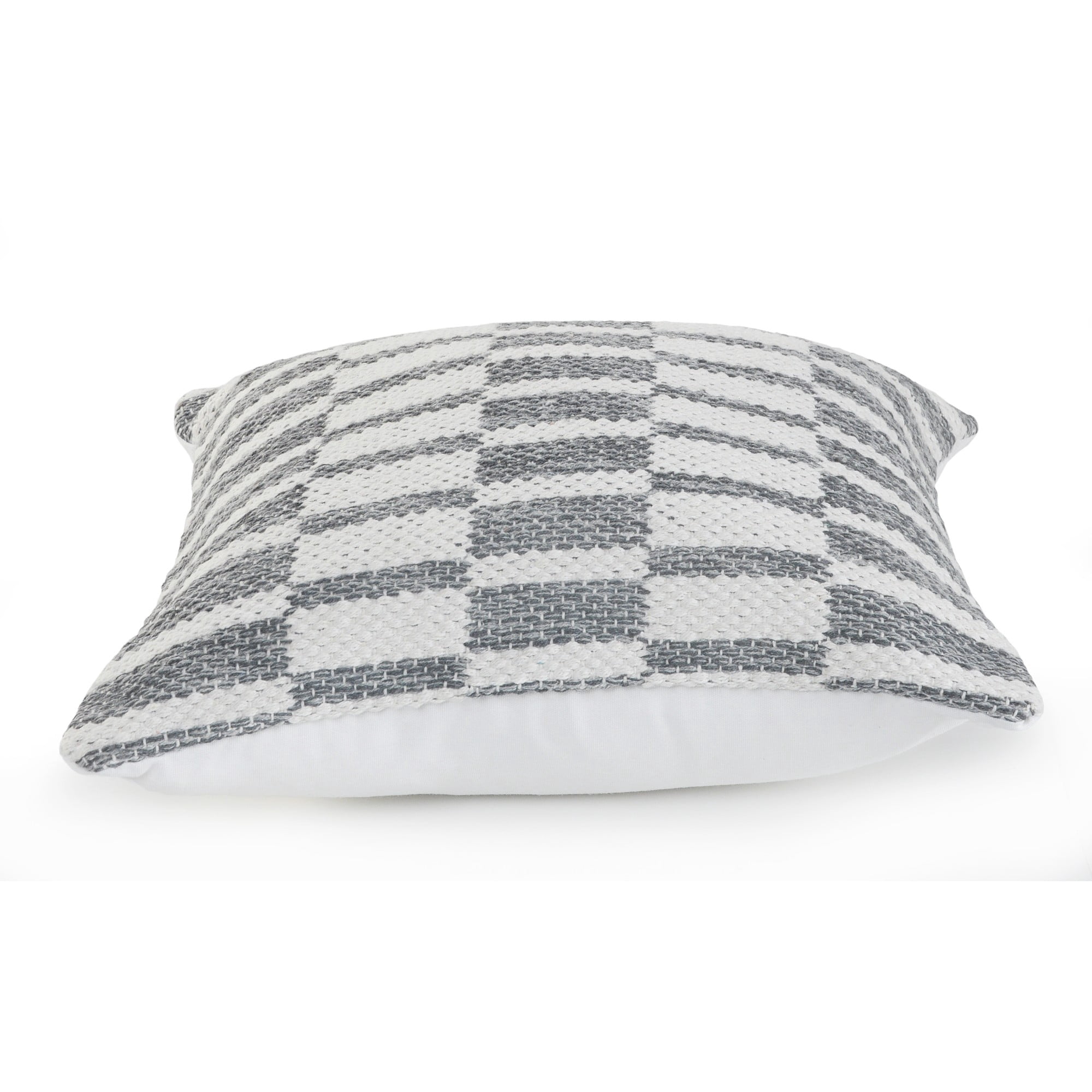 Laddha Home Designs Handwoven Striped Cotton Throw Pillow Cover - 18" - Gray and White