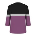 thumbnail image 4 of Ounisa Women's Tops Floral Stripe Print 3/4 Length Sleeve Pleated Front V Neck Button Tunic T Shirts, 4 of 5
