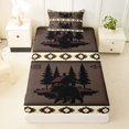 thumbnail image 3 of jejeloiu Cabin Wildlife Twin Sheets,Forest Print Bedding For Boys,Brown Cream,3pcs,1 Fitted Sheet and 1 Pillowcase, 3 of 6
