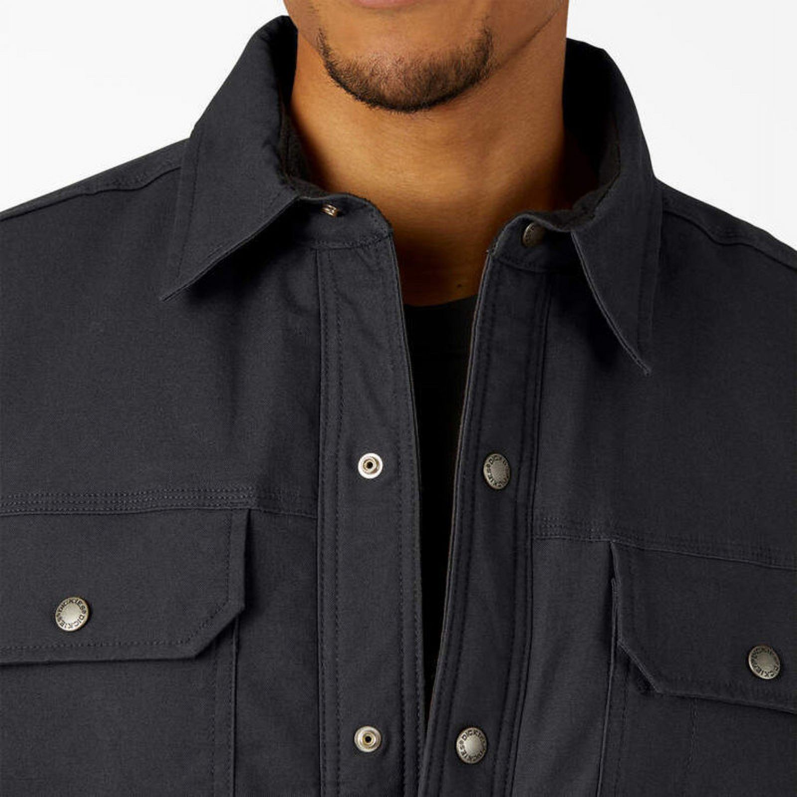 Dickies Men's Water Repellent Fleece-Lined Duck Shirt Jacket, Black ...