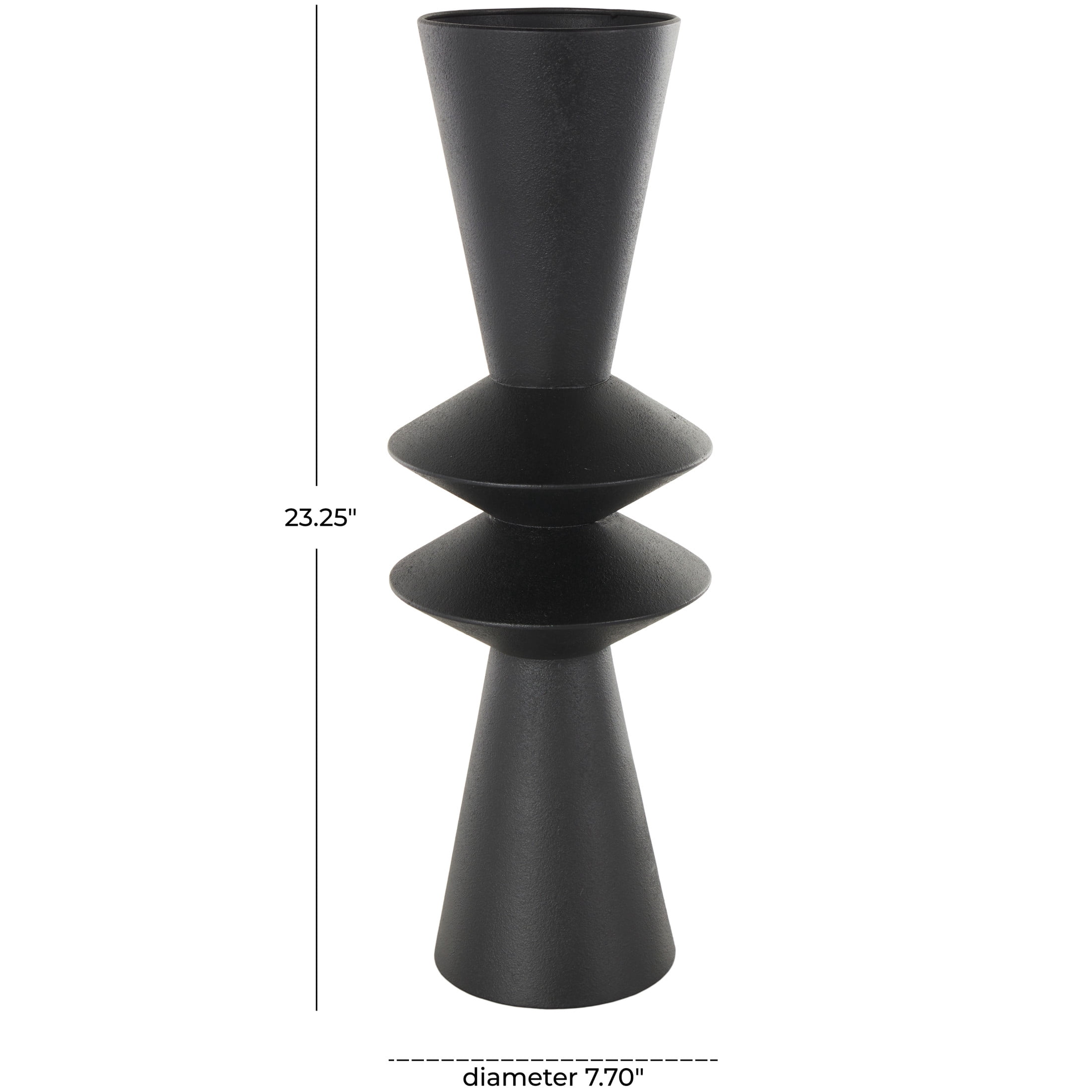 DecMode 23" Art Deco Fluted Black Metal Vase