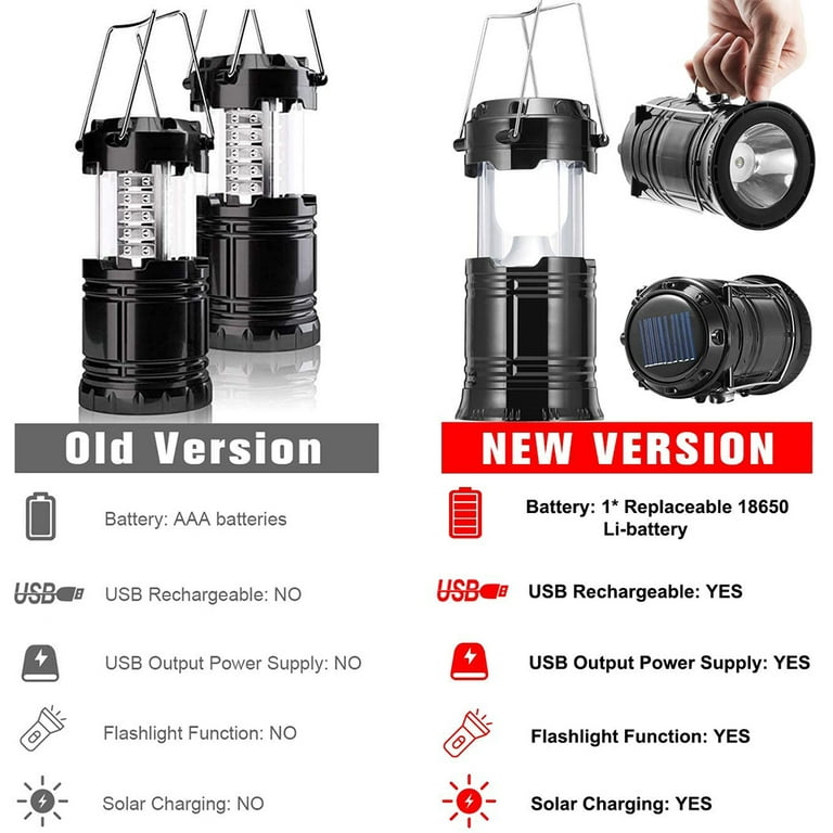 Mesqool 6000 Camping Lantern Rechargeable Battery Powered, Solar Crank LED  Survival Lanterns for Power Outages Emergency Hurricane, 650LM, Dimmable