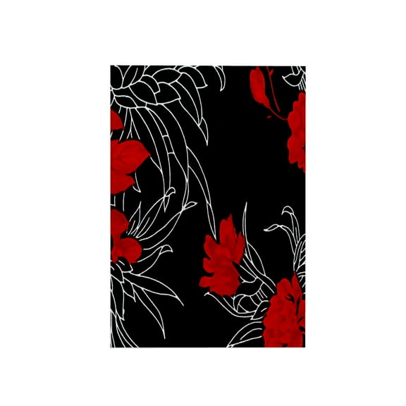 3dRose, Red Flowers on Black, 15x22 Hand Towel