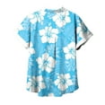 thumbnail image 4 of Vivianyo HD Women's Tops Plus Size Clearance Summer Short Sleeve Button V-Neck Vacation Shirt Fashion Regular Casual Hawaiian Elements Printed Lapel Button-Down All-Match Shirt, 4 of 5