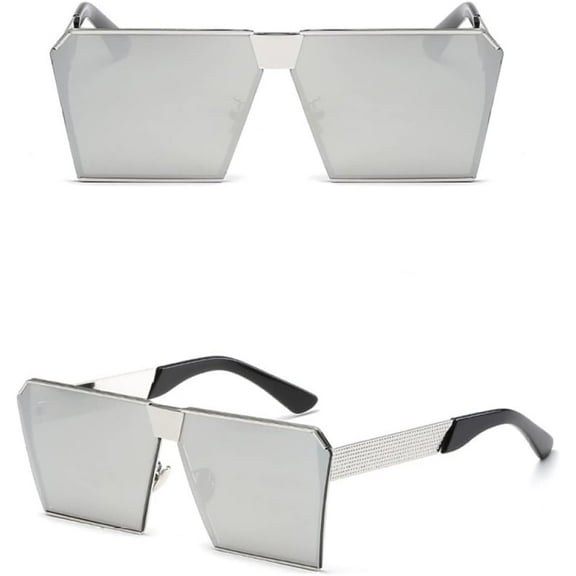 Flat lens Sun Glasses Mirror Women Sunglasses Men Hip Hop Oversized Lady Eyeglasses Male UV400