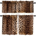thumbnail image 1 of Leopard Pattern Window Valance 3 Piece Set,Vintage 3D Wild Animal Fur Print Home Bedroom Living Room Kitchen Decorative Valance, 1 of 5