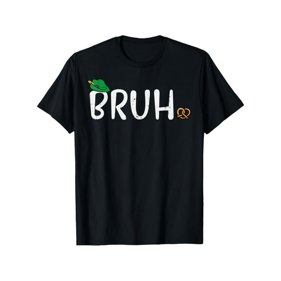 Oktoberfest Bruh Graphic Tee Top 100% Cotton Black S-5XL Bavarian Pretzel Beer Design Men Casual Party Festive Graphic