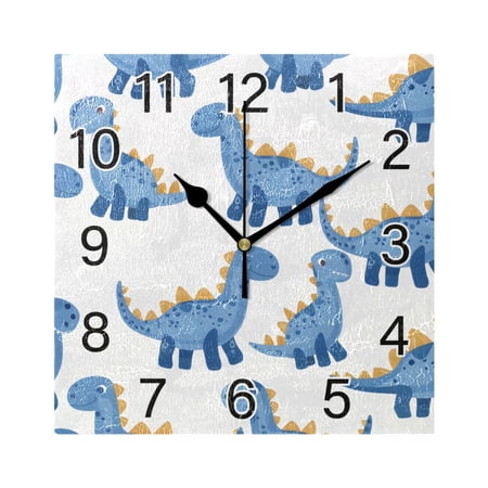 Ryvnso Cartoon Dinosaurs Wall Clock Square Silent Non-Ticking Battery Operated 7.78