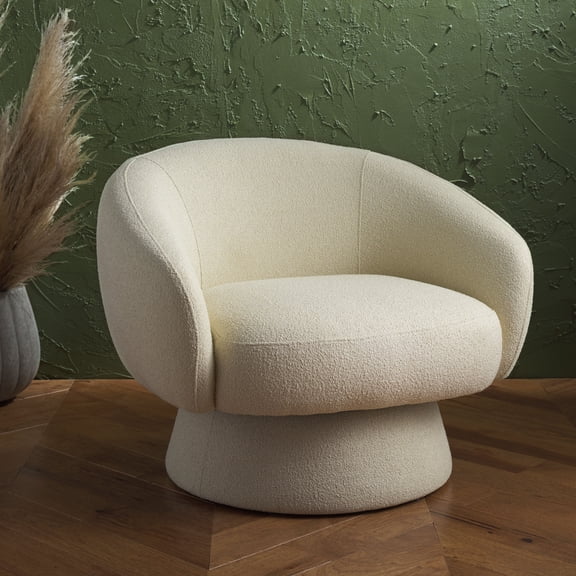 SAFAVIEH Couture Petryna Modern Boucle Solid Swivel Accent Chair, Cream