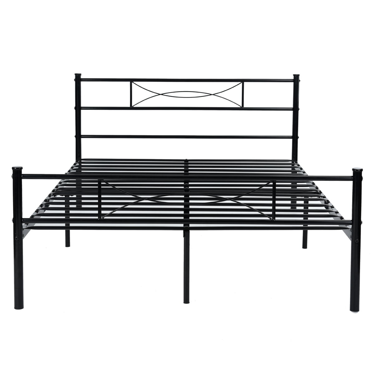 Yoneston Metal Queen Platform Bed Frame with Bowknot Headboard & Footboard, Black
