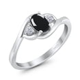 thumbnail image 2 of Three Stone Oval Natural Black Onyx Trio WeddingRing 925 Sterling Silver size 6, 2 of 6