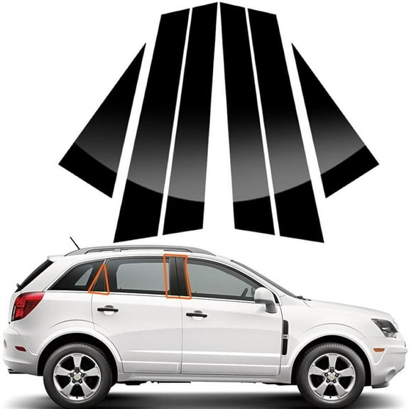 6pcs Glossy Piano Black Pillar Posts Window Cover Trim For Chevrolet Captiva 2009-2018
