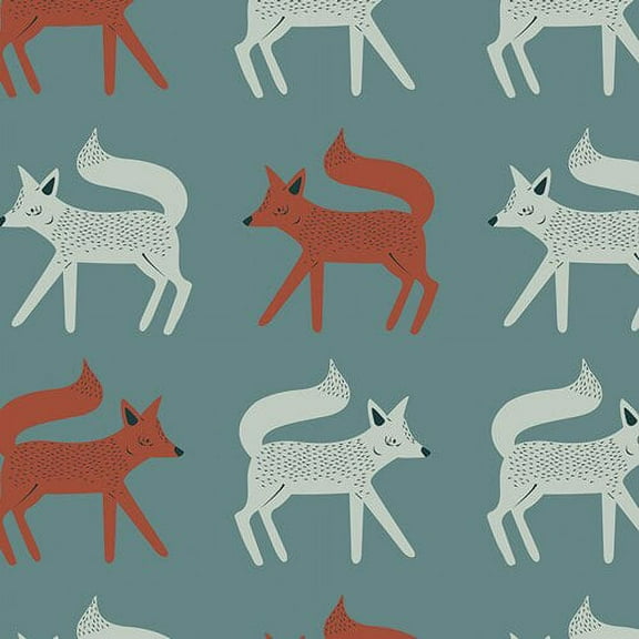 Sneaky Little Foxes cotton fabric, Art Gallery Campsite Fox fabric, Sold by the Quarter Yard